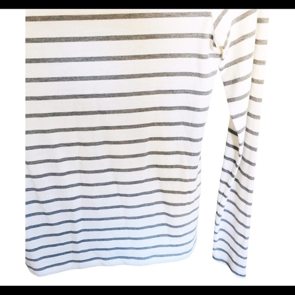 BANANA REPUBLIC Threadsoft Stripe Turtleneck Top With Long Sleeves Ivory Size XS - Picture 6 of 14